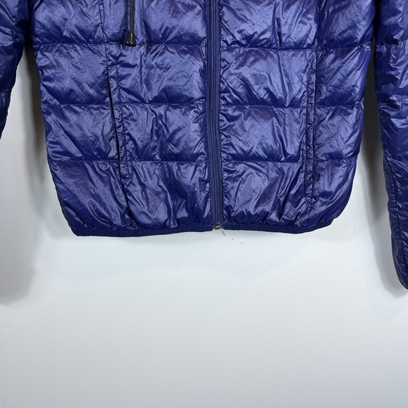 Zara TRF Warm Wear Ultralight Down Full Zip Deep Blue Hoodie Womens Size Medium - Picture 7 of 12